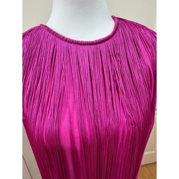 Anthropologie Hutch Magenta Fringe Dress M NWT Tassel Midi - Picture 10 of 14
